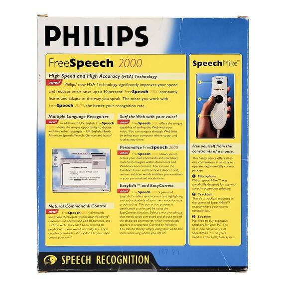 Philips FreeSpeech 2000 Natural Speech Recognition Sealed US English Version - Picture 2 of 5